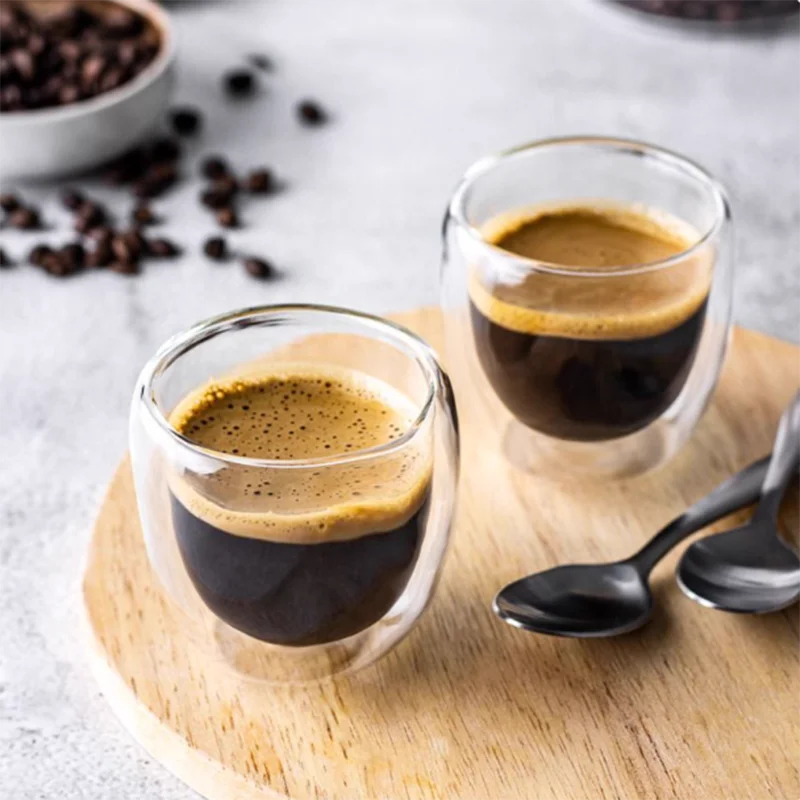 Doppelschichtige Kaffeetasse aus hitzebeständigem Glas, transparent, Latte-Ohren, Kaffee, Mokka, Espressotasse, Haushalt, Anti-Lösung