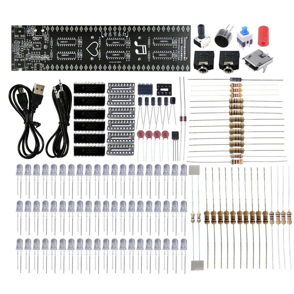 DIY LED Electronic Kit Audio Rhythm Dual Color Light Music 30 Segment Spectrum Volume Level Indicator Soldering Project Practice