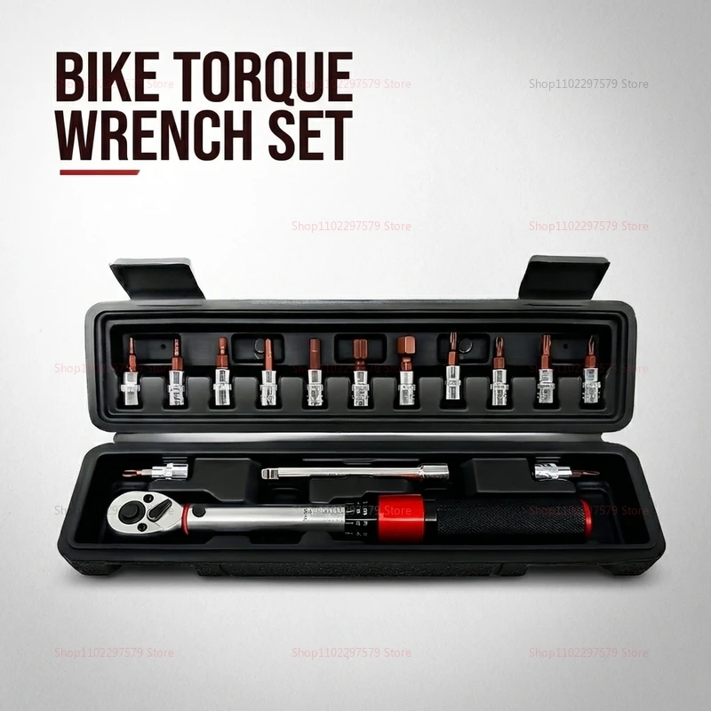 

15Pcs Set Bicycle Torque Wrench Set 1/4" 2-24Nm Dual Direction Bike Allen Key Tool Socket Preset Type Spanner Pro Repair
