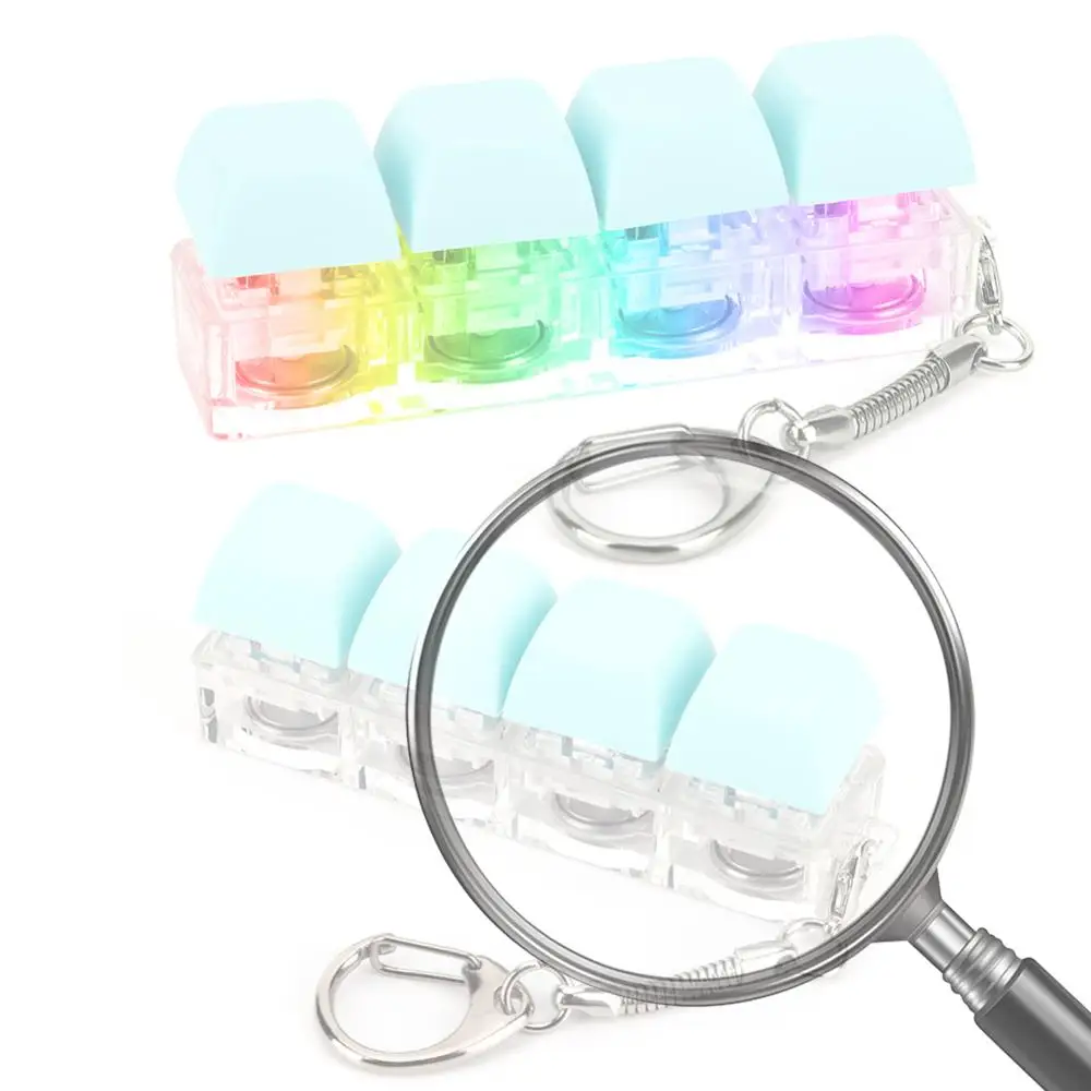 Tastiera LED Giocattolo Antistress Portachiavi 4 Tasti Cubo Antistress con Clicker per Adulti e Bambini
