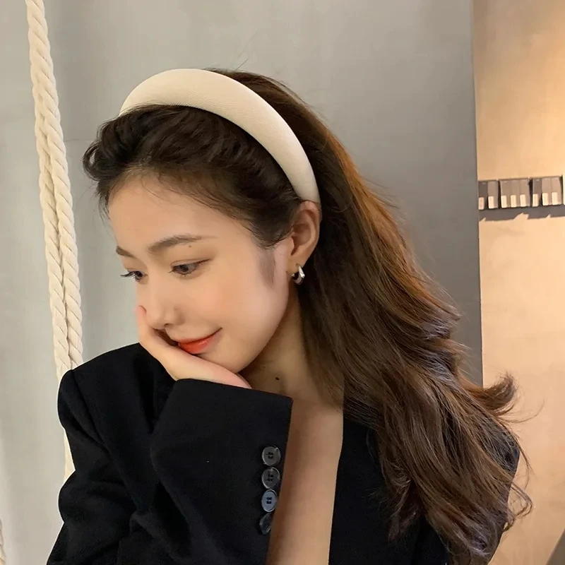 Fashion Solid Color Hair Bands Girls Vintage Elastic Headbands Sponge Hairbands Hair Hoop Korean Hair Accessories for Women