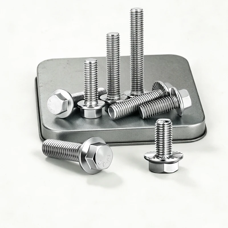 304 Stainless Steel A2-70 Serrated Hexagon Flange Bolt GB5787 Anti-Loose Corrosion Resistant Hardware Fasteners M5 M6 M8 M10 M12