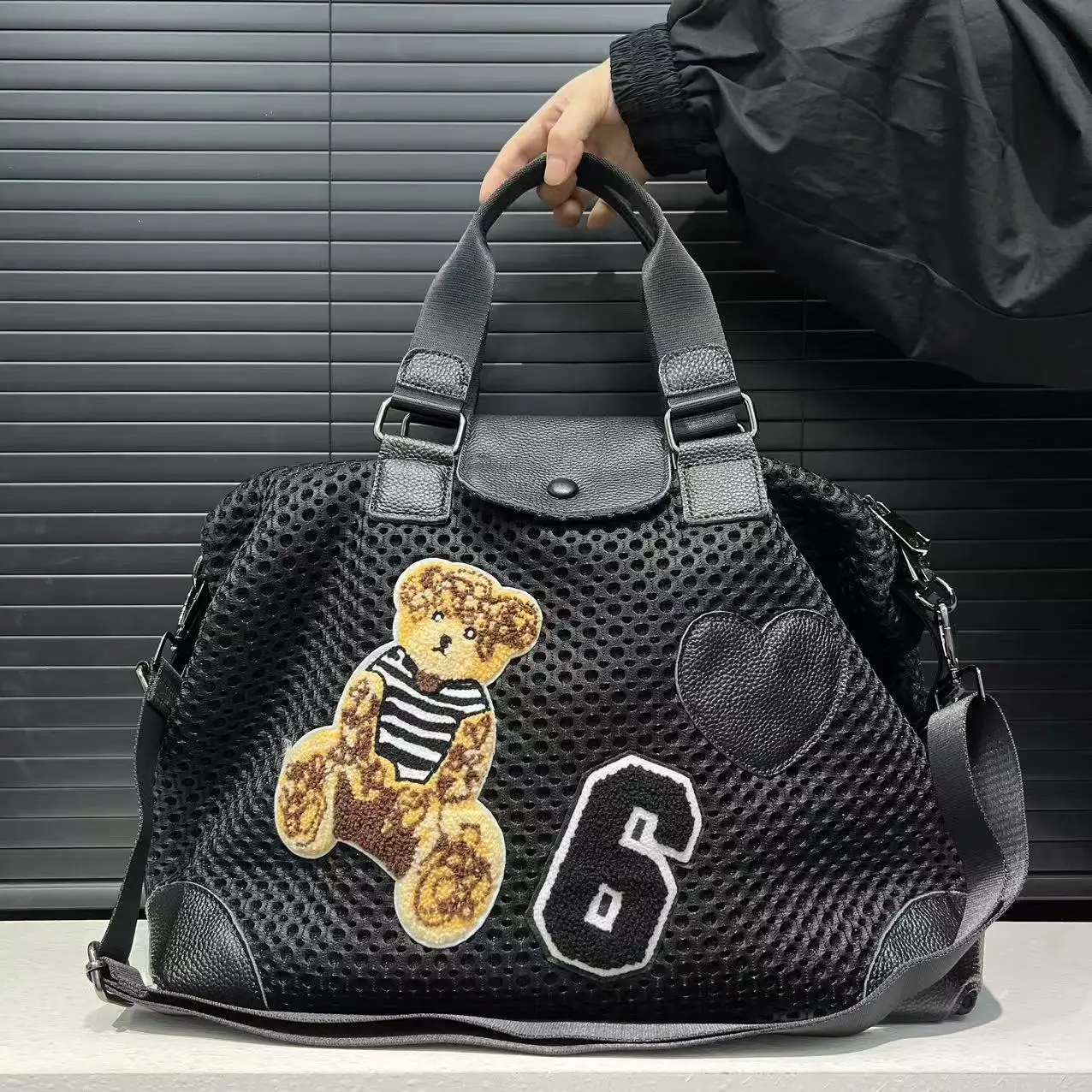 

New Nylon Casual Tote Bag for Women Shoulder Bag Large Capacity Simple Versatile Fashion Handbag Hollow Out Mesh Bolsa Feminina
