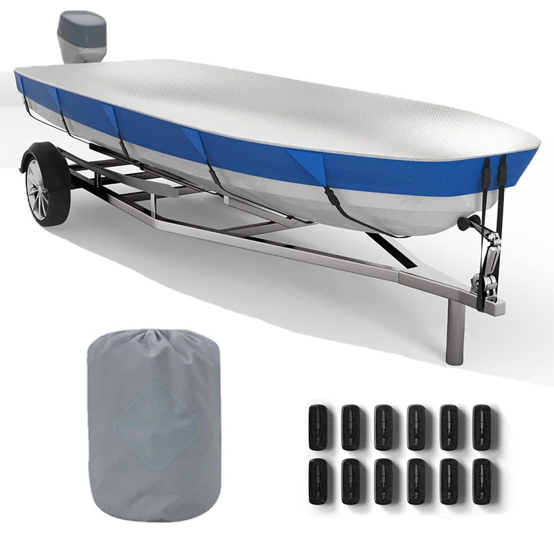 Custom LOGO Waterproof UV Protection Boat Cover Heavy Duty 600D Marine Grade All Season Protection Outdoor Boat Cover