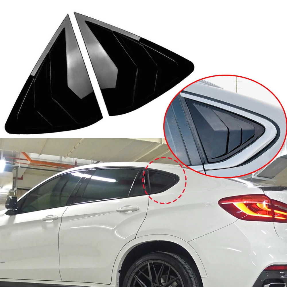 

For BMW X6 F16 2015-2019 Car Rear Window Shutter Cover Trim Glossy Black Louver Side Vent Trim Decoration 2Pcs Body Kits