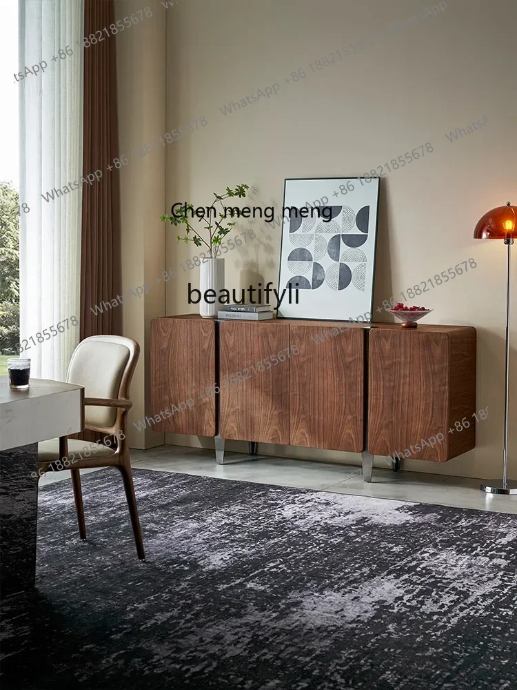 

CC182Black walnut solid wood TV cabinet storage locker entrance dining side cabinet living room R