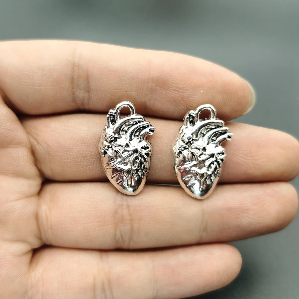 5pcs 25*14mm Human Heart Organ Charms Science Medicine Anatomical Pendant Biology Jewelry Finding.DIY.charms for jewelry making