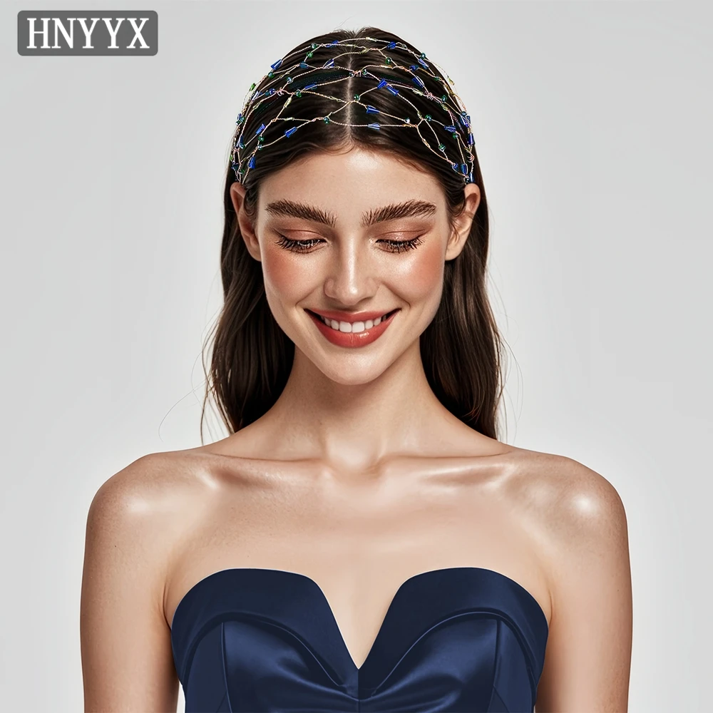 

YouLaPan Elegant Bridal Wedding Multicolor Mesh Headband Handmade Beaded Bohemian Ladies Party Christmas Ball Headdress. YXA39