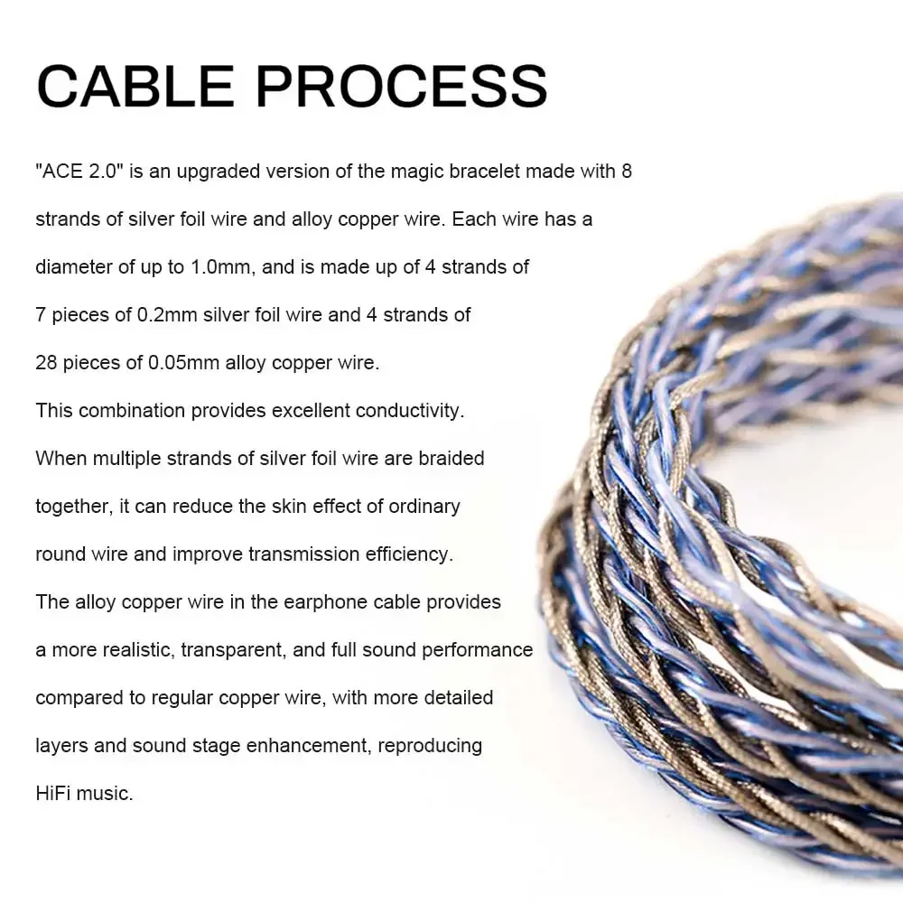 Kinera ace 2,0 modulares Upgrade Silber folie Legierung Kupfer Kopfhörer kabel 2.5 3.5 4,4mm Stecker abnehmbares Kabel 0,78mm 2-polig/mmcx