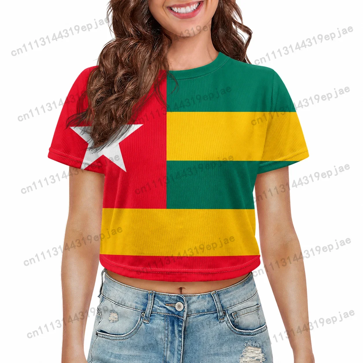 Tonga Togo Tobago National Flag Eagle Print Crop Tops Women Short Sleeve O-neck Casual Streetwear Y2K Green Summer T-shirt