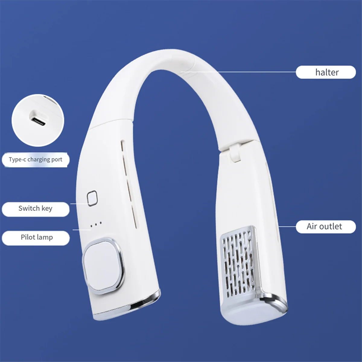 Вешалка-вентилятор 2400 мАч Подвесной шейный вентилятор Складной ленивый безлопастной подвесной шейный мини-вентилятор Turbo Бесщеточный бесшумный спортивный подвесной шейный вентилятор, B