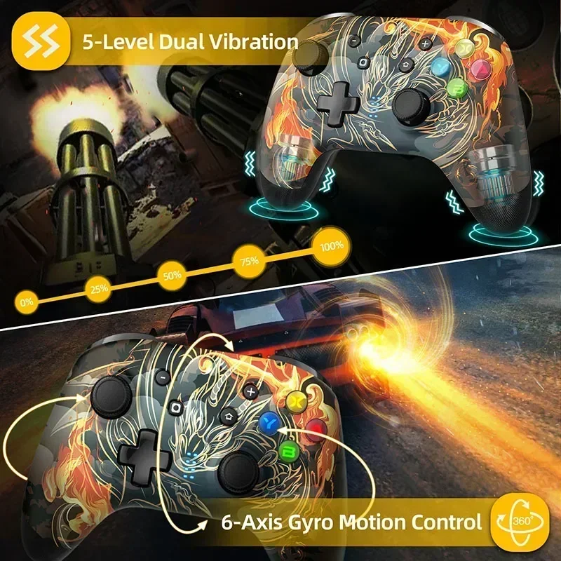 9124 Wireless Gamepad, Bluetooth Gaming Controller Compatible with Nintendo Switch/PC/Smart TV/Phone, Steam Deck