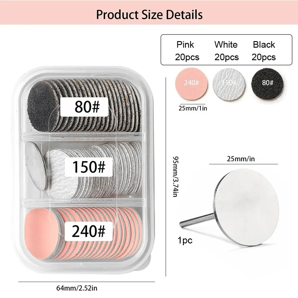 60 unids/caja de eliminación de callos, papel de lija para uñas, herramienta limpiadora de piel muerta, pulido de brocas para uñas, disco de pedicura, limas universales para pies