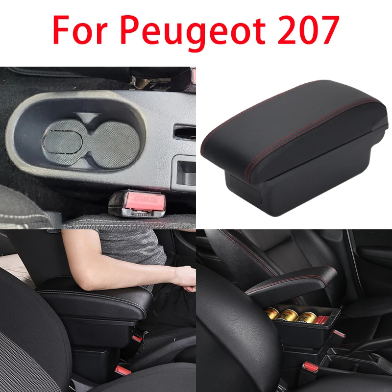 Armrest For Peugeot 207 For Peugeot 207CC Interior Center Armrest Storage Box with USB Car Accessories