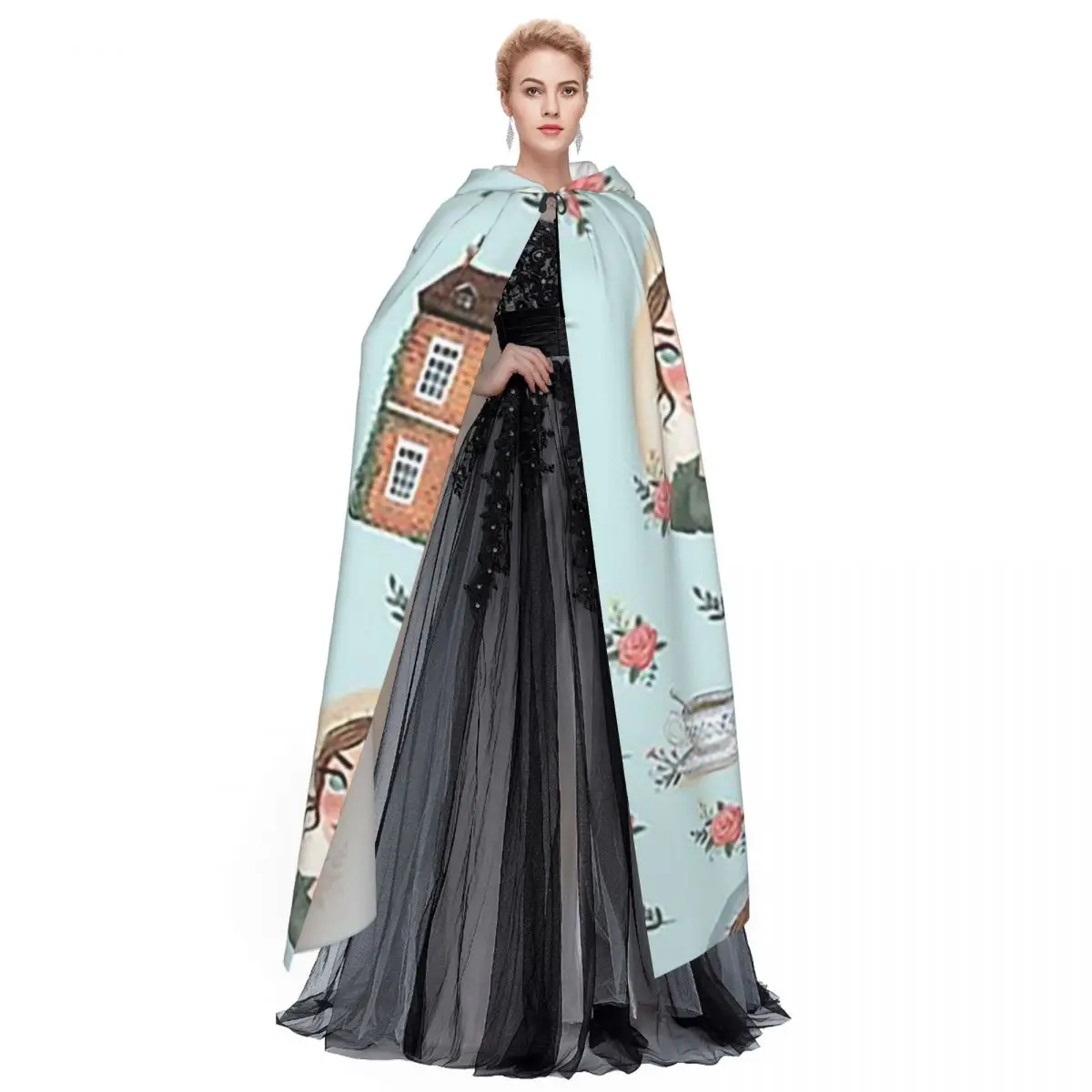 プライドと偏見 - ジェーン・オースティンのインスピレーションを受けたロングフード付きマント 魔女 中世衣装 コスプレ ケープ ハロウィンパーティー 大人用 ユニセックス
