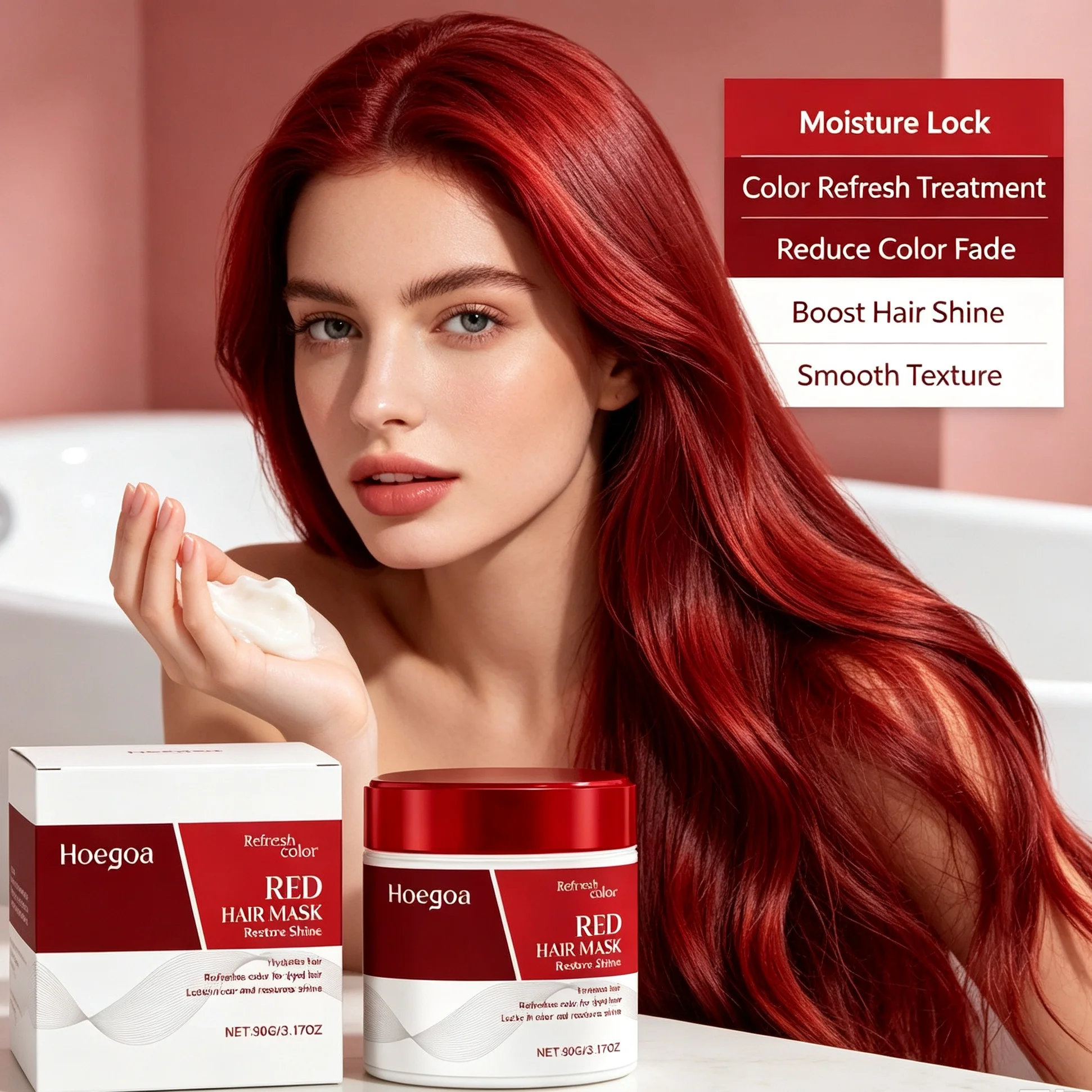 Red Color Depositing Hair Mask Deep Moisturizing Revive Faded Red Dyed Hair Anti Frizz Repair Damaged Hair