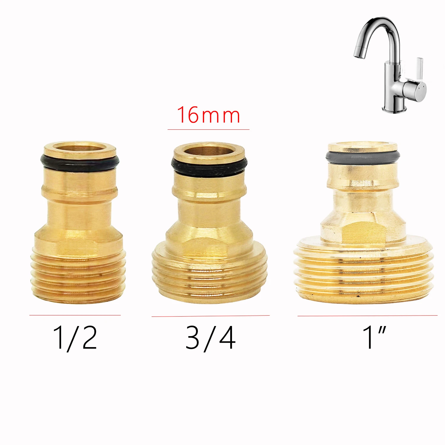 2-teiliger Messing-Wasserhahnadapter 1/2 Zoll, 3/4 Zoll, 1 Zoll, Schnellanschluss, auslaufsicherer Wasserhahn-Schlauchanschluss für Gartenbewässerung, Autowäsche