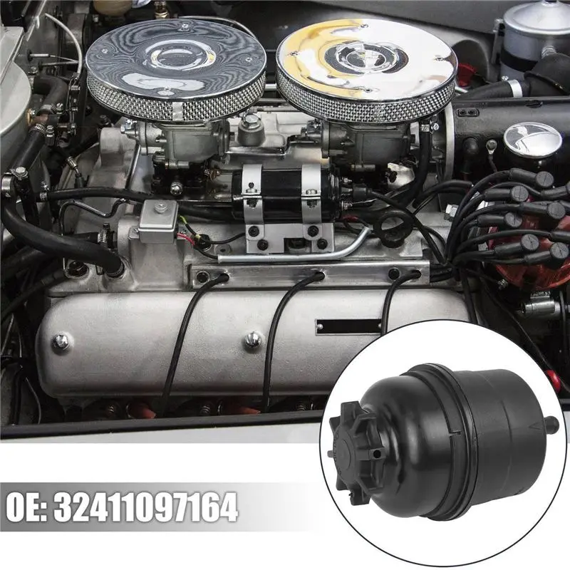 #39M Power Steering Reservoir Bottle,Power Steering Pump Reservoir Bottle W/ Cap 32416851217 / 32411097164 (Black)