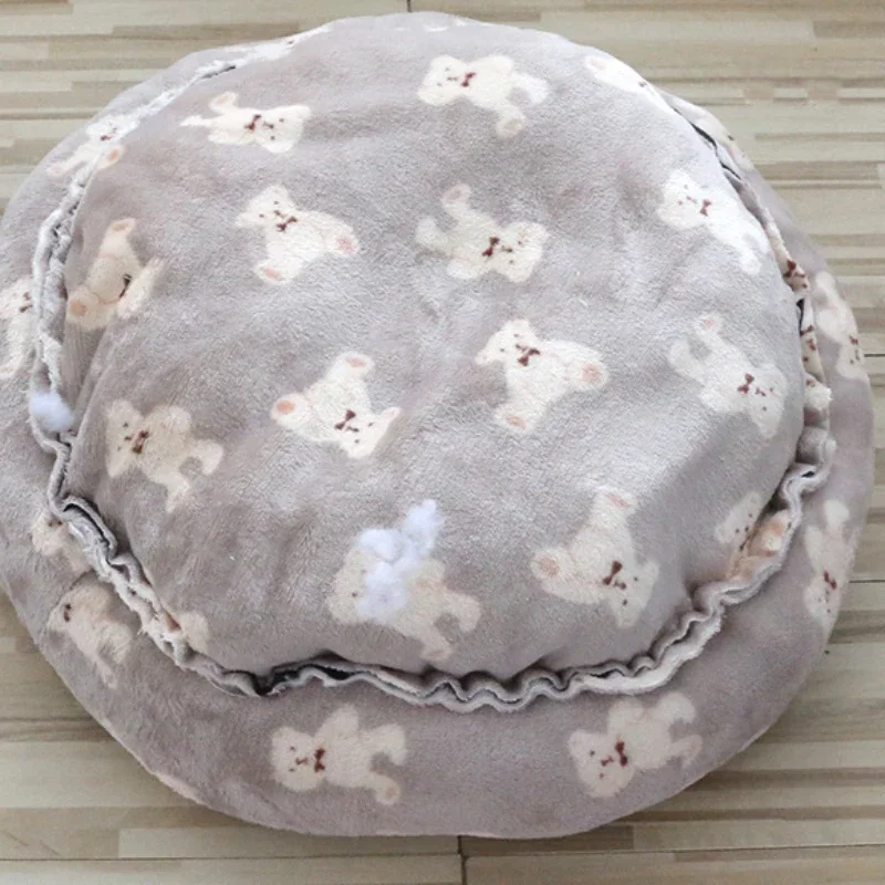 Calming Dog Cat Bed Round Warming Winter Puppy Kitten Plush Cozy Soft Comfortable Nest For Small Medium Dogs Cats