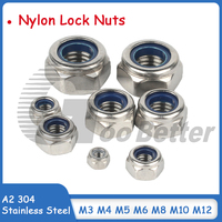 A2 304 Stainless Steel Nylon Locknuts M3(3mm) M4(4mm) M5(5mm) M6(6mm) M8(8mm) M10(10mm) M12(12mm) PITCH 0.5-1.75MM