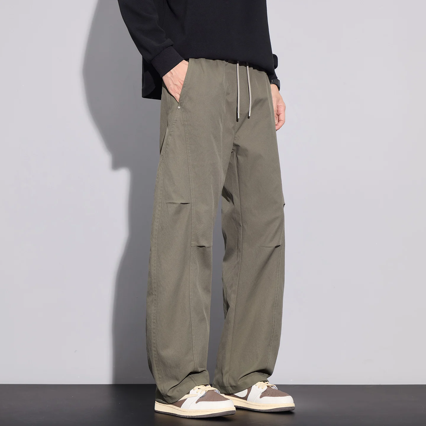2025 Autumn Winter New Full Elastic Casual Pants for Men Loose Straight Leg Pants Men's Versatile Fashion High-quality Pants