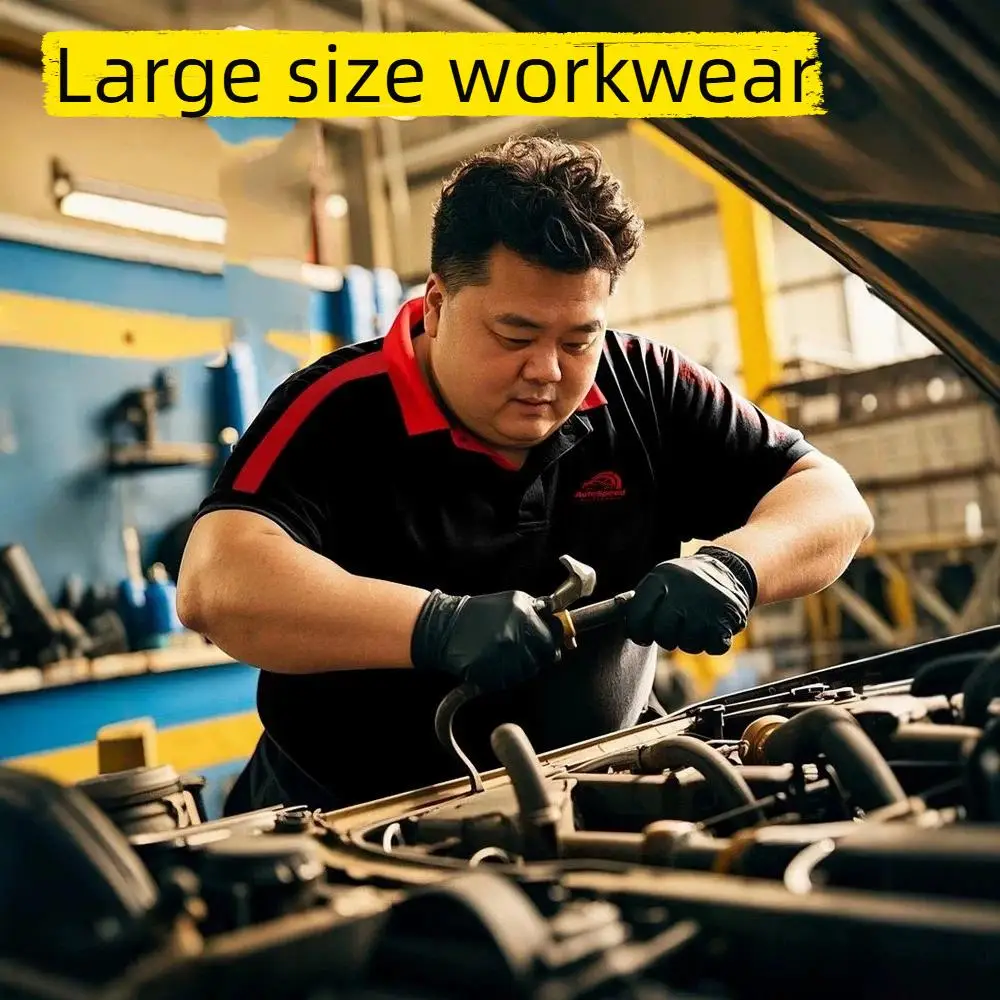 Men's Oversize Mechanical Work Clothes Polo Shirt Print Logo Quick Drying Factory Workshop Repair Welding Short Sleeves 5XL