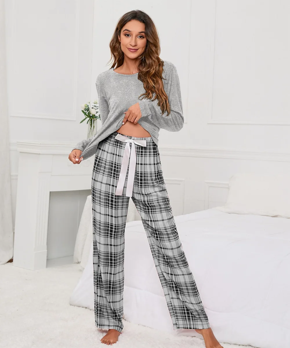 Women's Sleepwear Round Neck T-shaped Printed Women's Casual Set Loungewear 2-piece Set Pajamas Set Clothes for Women