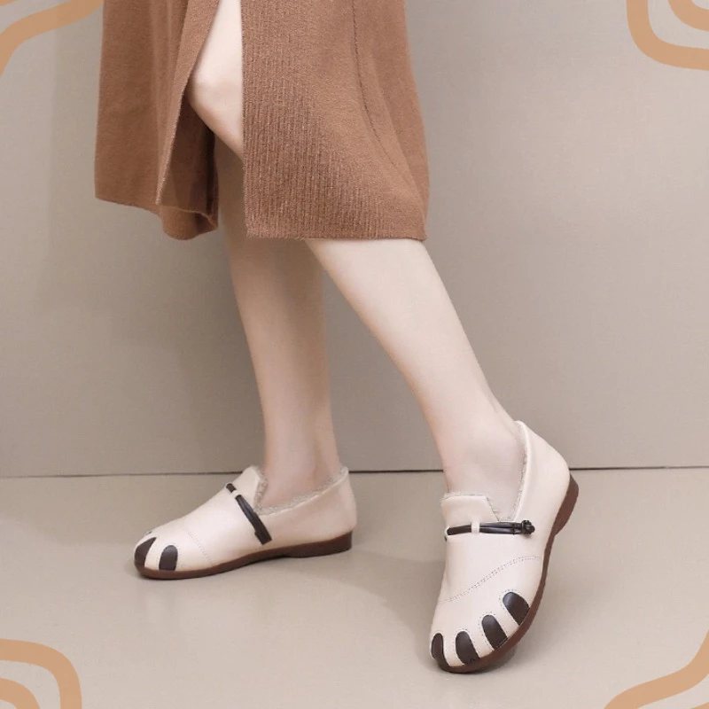 Fashion New Women's Shoes Retro Round Toe Loafers for Woman Comfortable Ultra Warm Casual Shoes Designer Shoes Zapatos De Mujer