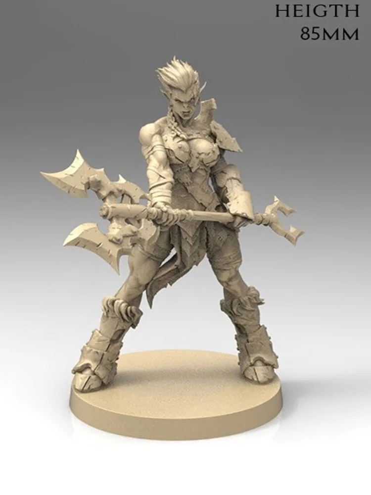 1/22 85mm  Orc Female warrior stand (NO BASE ) Resin figure Model kits Miniature gk Unassembly Unpainted