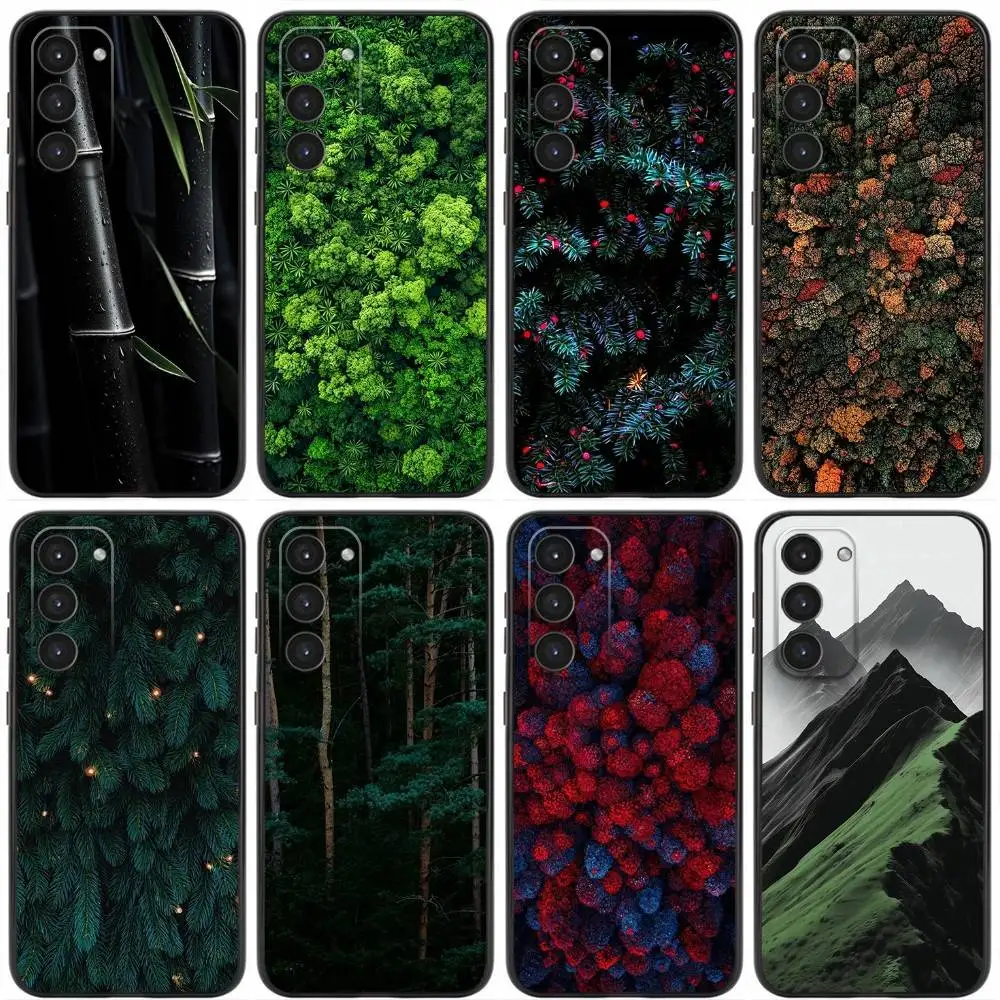 

Simple Natural Green Tree Phone Case For Samsung Galaxy A20,21s,22,31,32,52,53,72,73,80,91 Soft Liquid Silicone Black Cover