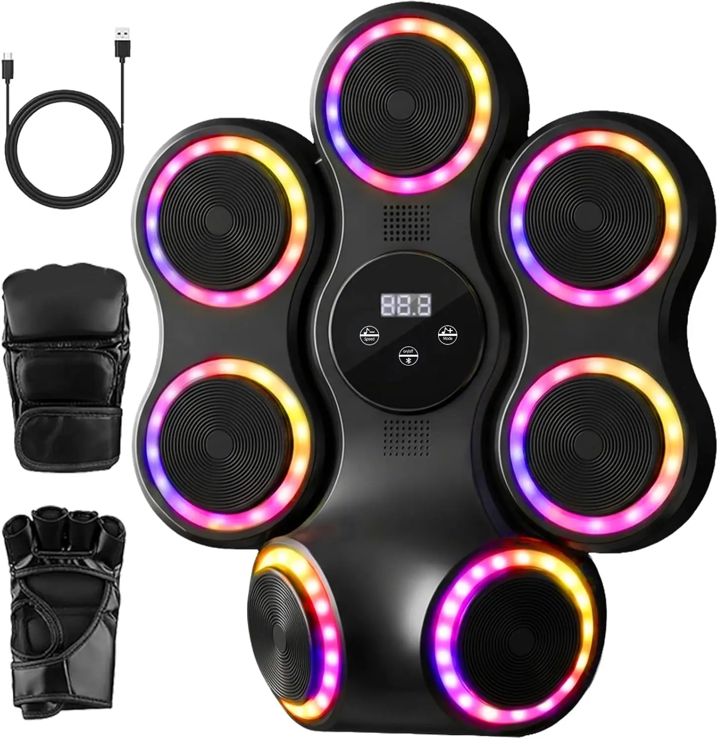 

Large Music Boxing Machine with Gloves, 11 Modes & 9 Speeds, RGB Light, Wall-Mounted, for Adults