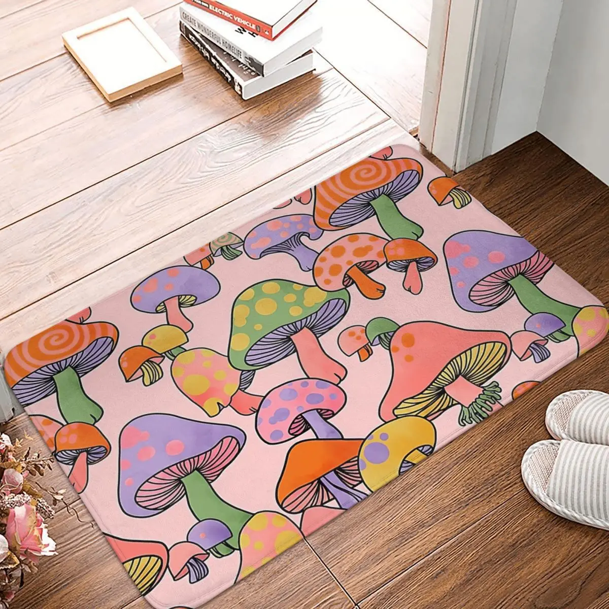 

Happy Hippie Mushroom Magic Doormat Rug carpet Mat Footpad Bath mat Non-slip toilet Balcony Parlor durable Washable