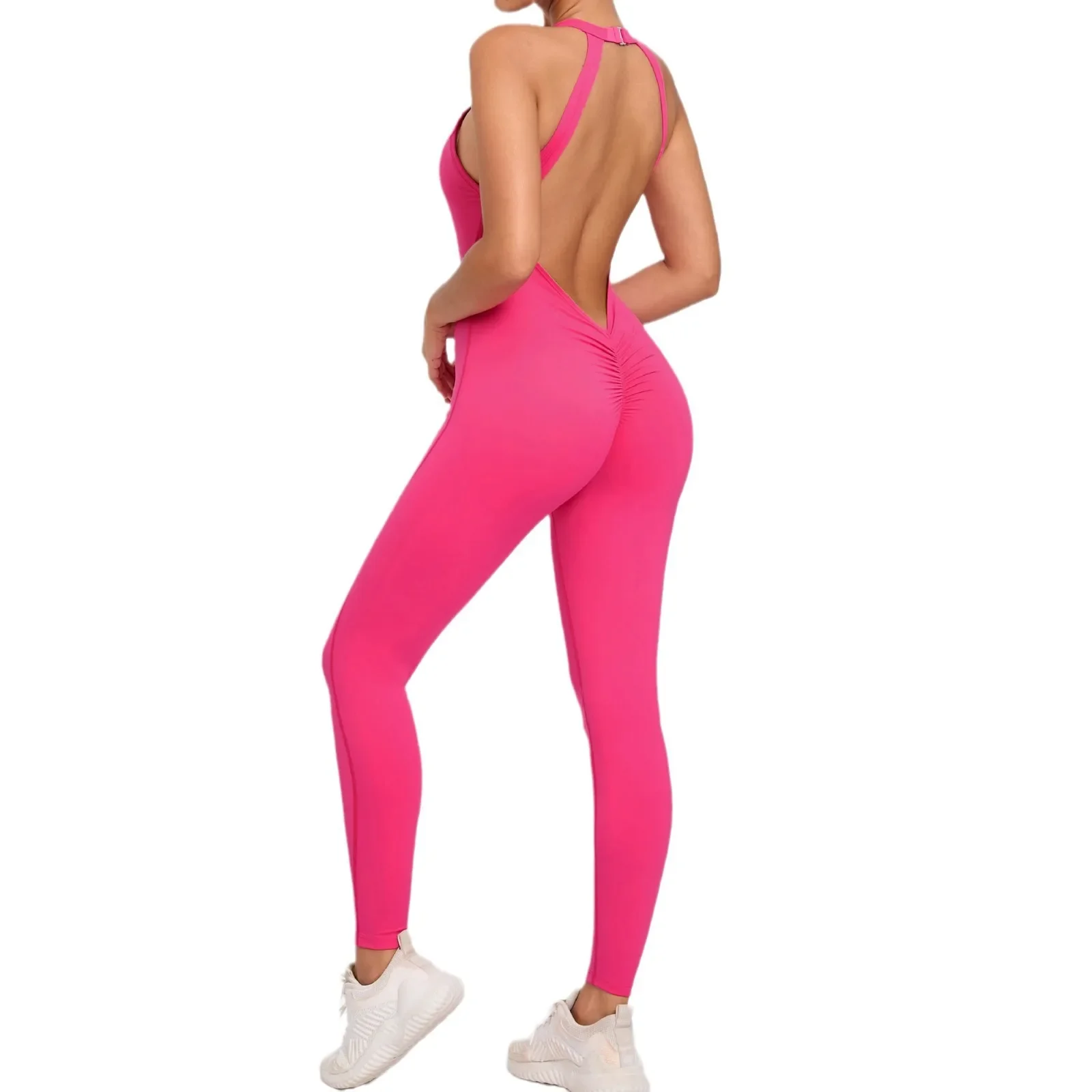 

Seamless Yoga Jumpsuits Back Buckle Peach Hip-lifting Backless Sports Quick-drying One-piece Workout Gym Leggings for Women