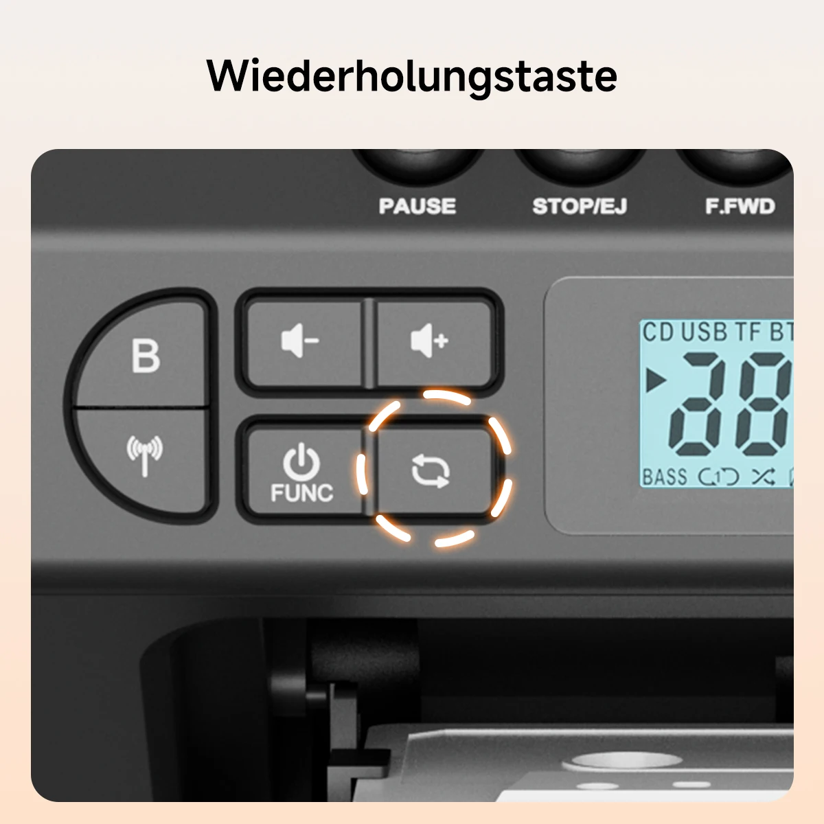 RETEKESS TR642 Multifunktionales Bluetooth-Radio CD AM FM Boombox Kassettenrekorder USB TF AUX Tragbarer CD-Player für Zuhause Geschenke – Detail 18