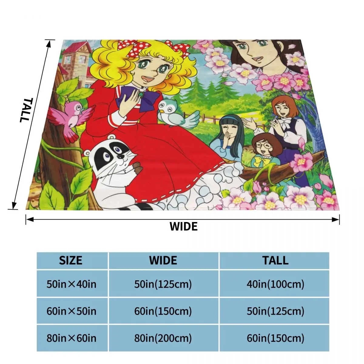 Cute Candy Candy Fleece Throw Blanket Anime Blankets for Bedding Bedroom Super Soft Bed Rug