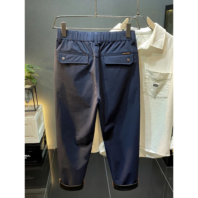 2025Autumn Winter New Zipper Pocket Casual Pants Men's Versatile Elastic Straight Business Pants