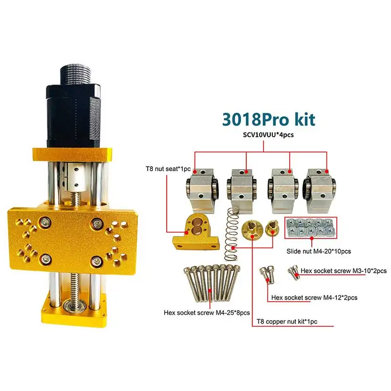 

CNC Z-Axis Slide Module Screw Slide Table Linear Rail Guide for CNC 3018 Pro Router Compatible With 300W/500W Spindle