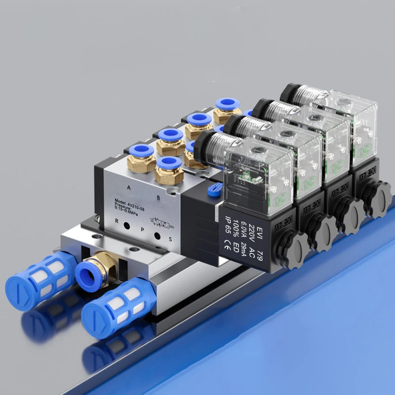 Solenoid Valve Multi-way Combination 4V210-08 Manifold Stations DC12V 24V AC220V With Fittings 5 Port 2 Position Solenoid Valves
