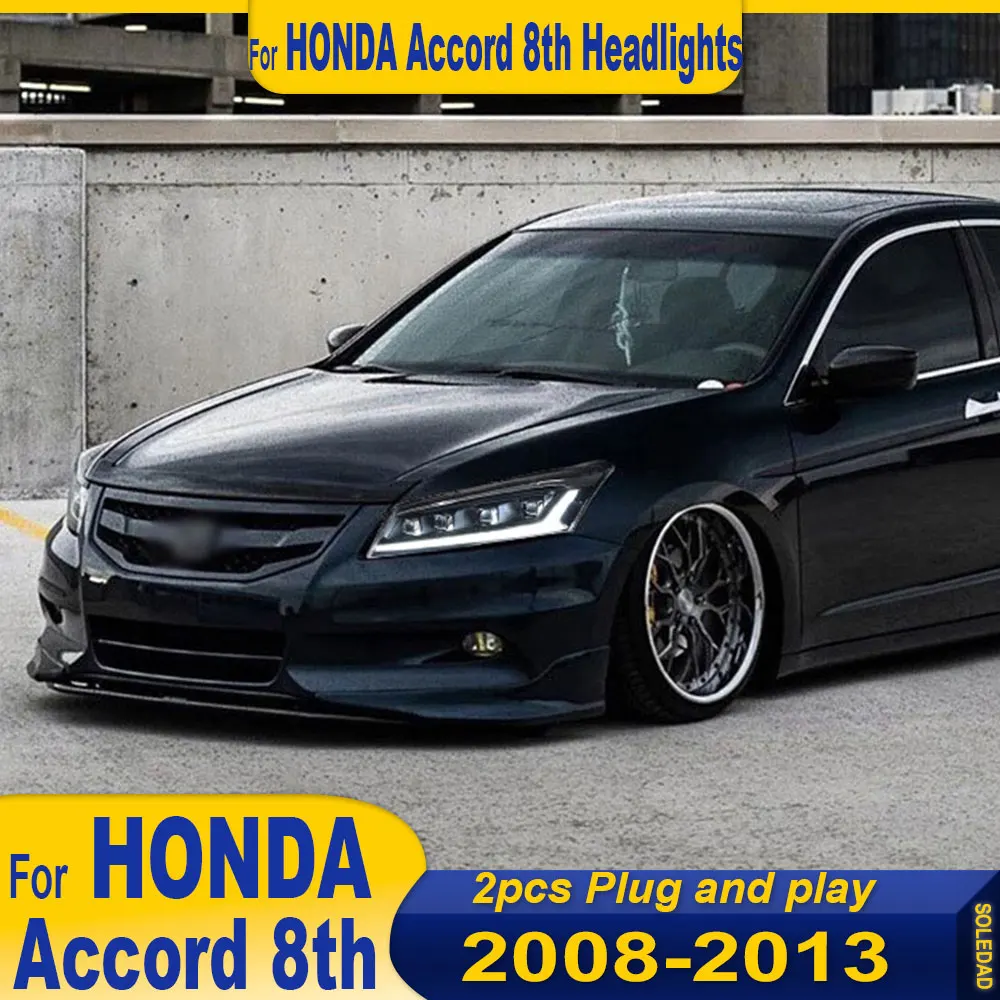 

Автомобильные фары для Honda Accord 8 2008-2012 G8, обновленная сборка фар, динамическая сигнальная лампа, проектор, 4 линзы