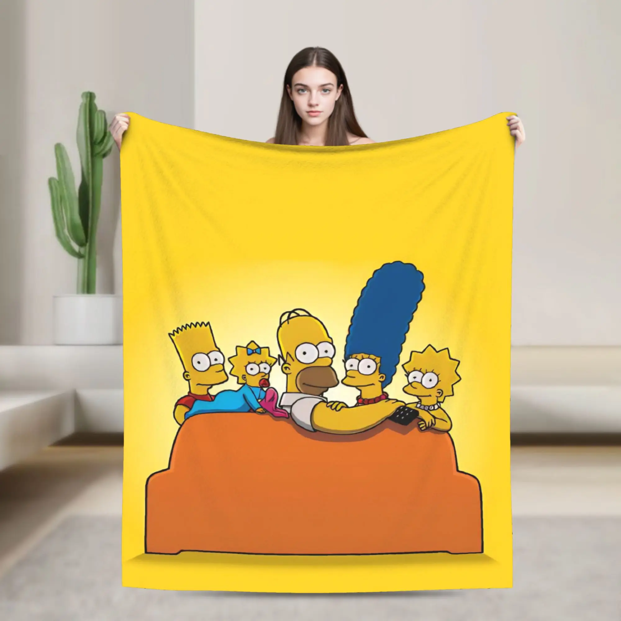 The S-Simpsons Family Cartoon Plush Blanket Funny Throw Blanket for Bed Sofa Couch 125*100cm Bedspread,