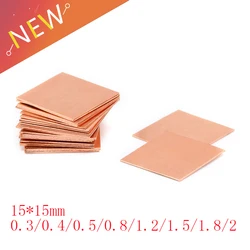 5Pcs 15*15mm 0.3/0.4/0.5/0.8/1.2/1.5/1.8/2 Thickness Heatsink Copper Shim Thermal Pads Heat Sink for Laptop IC Chipset GPU CPU