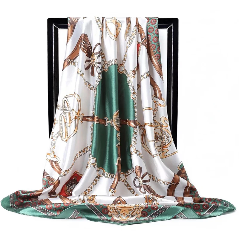 Luxury Print Square Kerchief Four Seasons Beach Sunscreen Shawls Popular New Style Silk Scarves Fashion Travel 90X90CM Bandannas