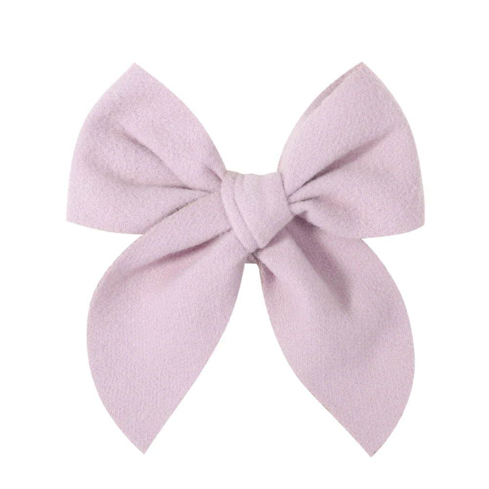 20Colors 5Inch Solid Cotton Bow With Safety Hairpin For Girl Hair Bows Handmade Bowknot Hair Clip Headwear Kids Hair Accessories