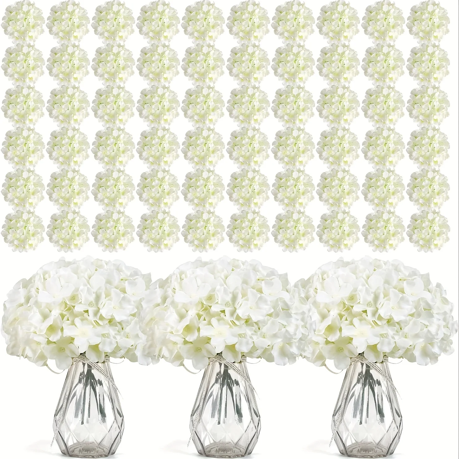 

120 Pack Hydrangea Artificial Flowers Heads With Stems, Fake Hydrangea Flowers For Wedding Centerpiece Bouquets DIY Home Garden