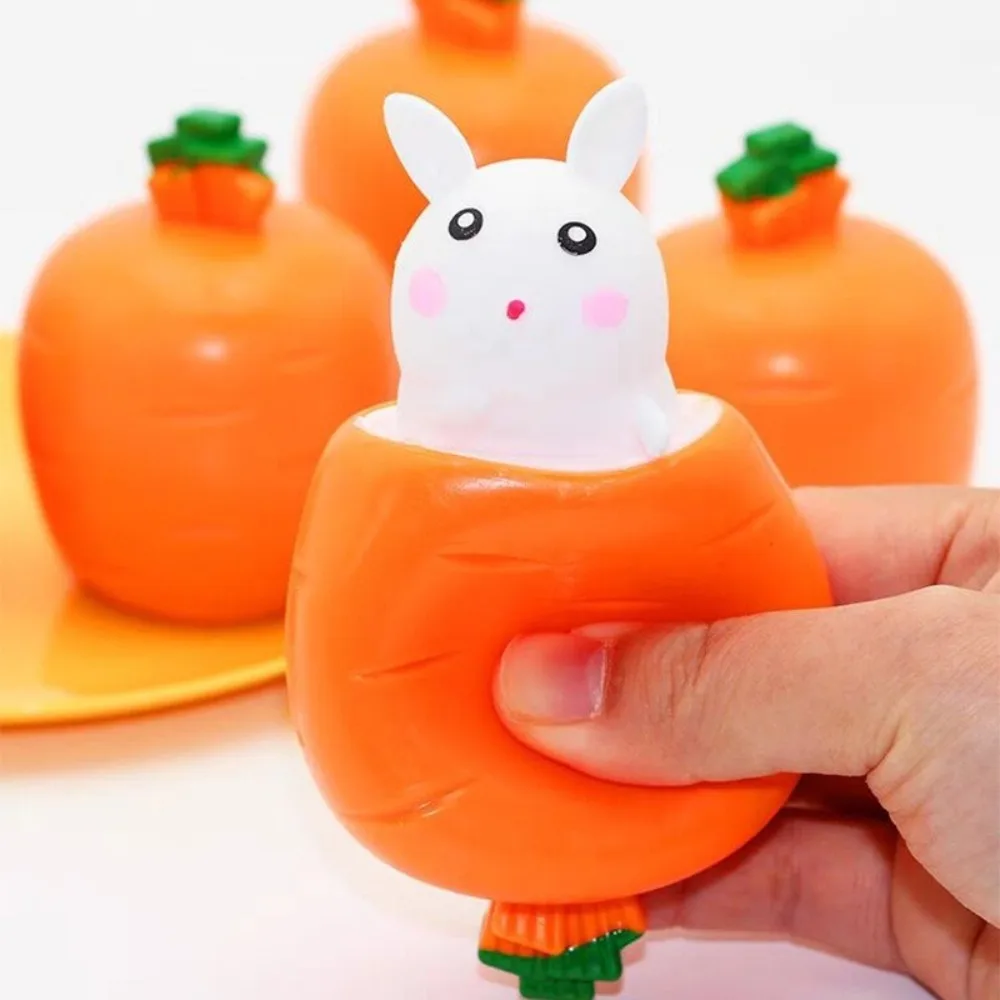 New Carrot Rabbit Pop Up Carrot Bunny Stress Relief Basket Stuffers Squeeze Toys Squeezing Carrot Rabbit Cup Toys Gift