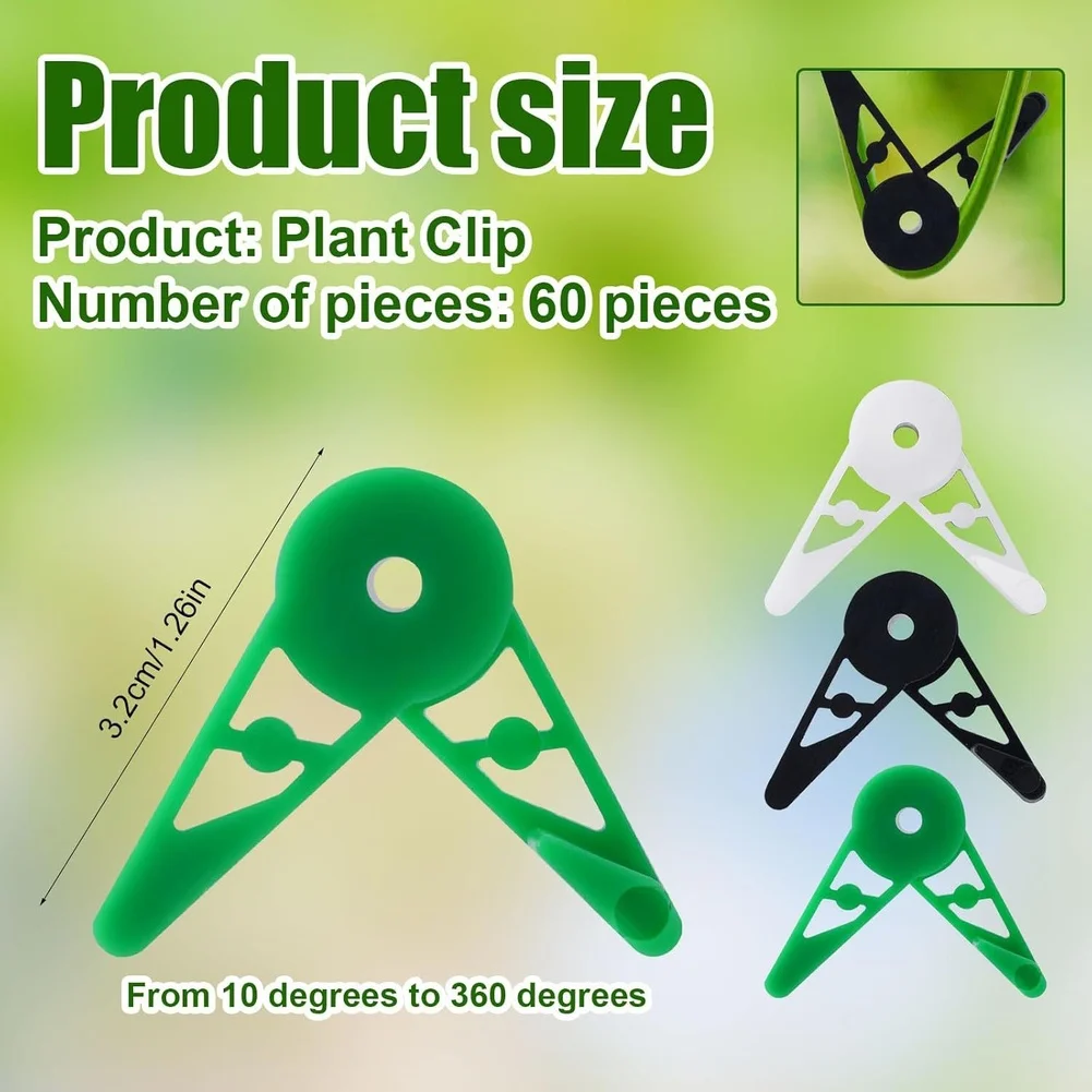 60PCS Garden Plant Training Clips 360 Degree Adjustable Stem Support Clips Easy to Attach and Adjust for Plant Growth