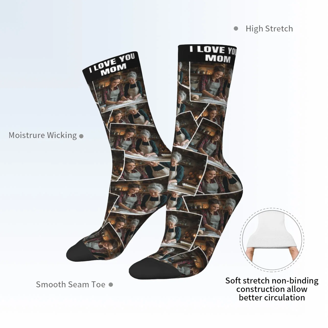 جوارب صور مخصصة للجنسين جوارب مخصصة جوارب منقوشة شخصية صورة مثيرة للاهتمام وجوارب نصية جوارب مخصصة