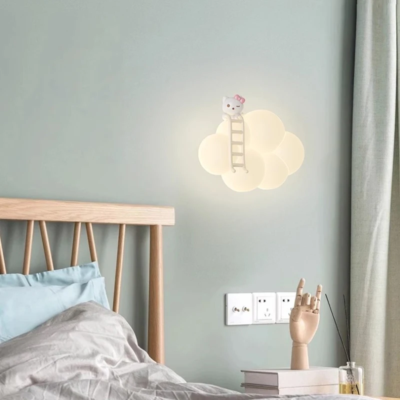 

Children's Room Cloud Wall Lamps Cute Astronaut Puppy Kitten Decor Modern Creative Nursery Baby Room Boy Girl Bedroom Wall Light