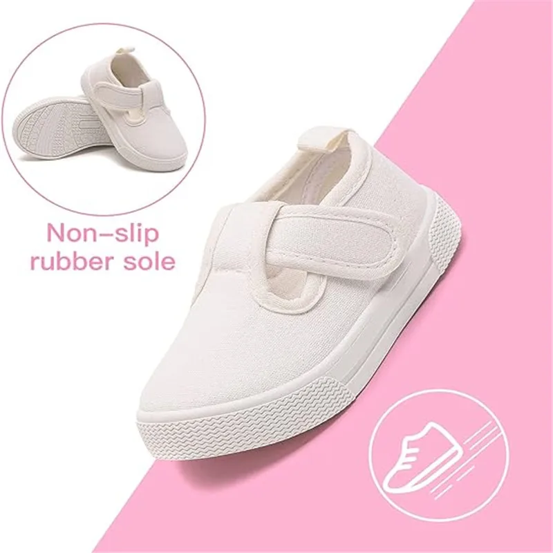 Toddler Girls T-Strap Canvas Sneakers Little Kids Classical Comfortable Mary Jane Canvas Flats Non-Slip Casual Canvas Sneaker