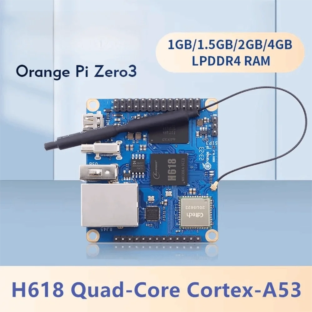 

1/1.5/2/4GB RAM DDR4 Orange Pi Zero 3 Allwinner H618 WiFi5 Development Board Development Board Bluetooth5.0
